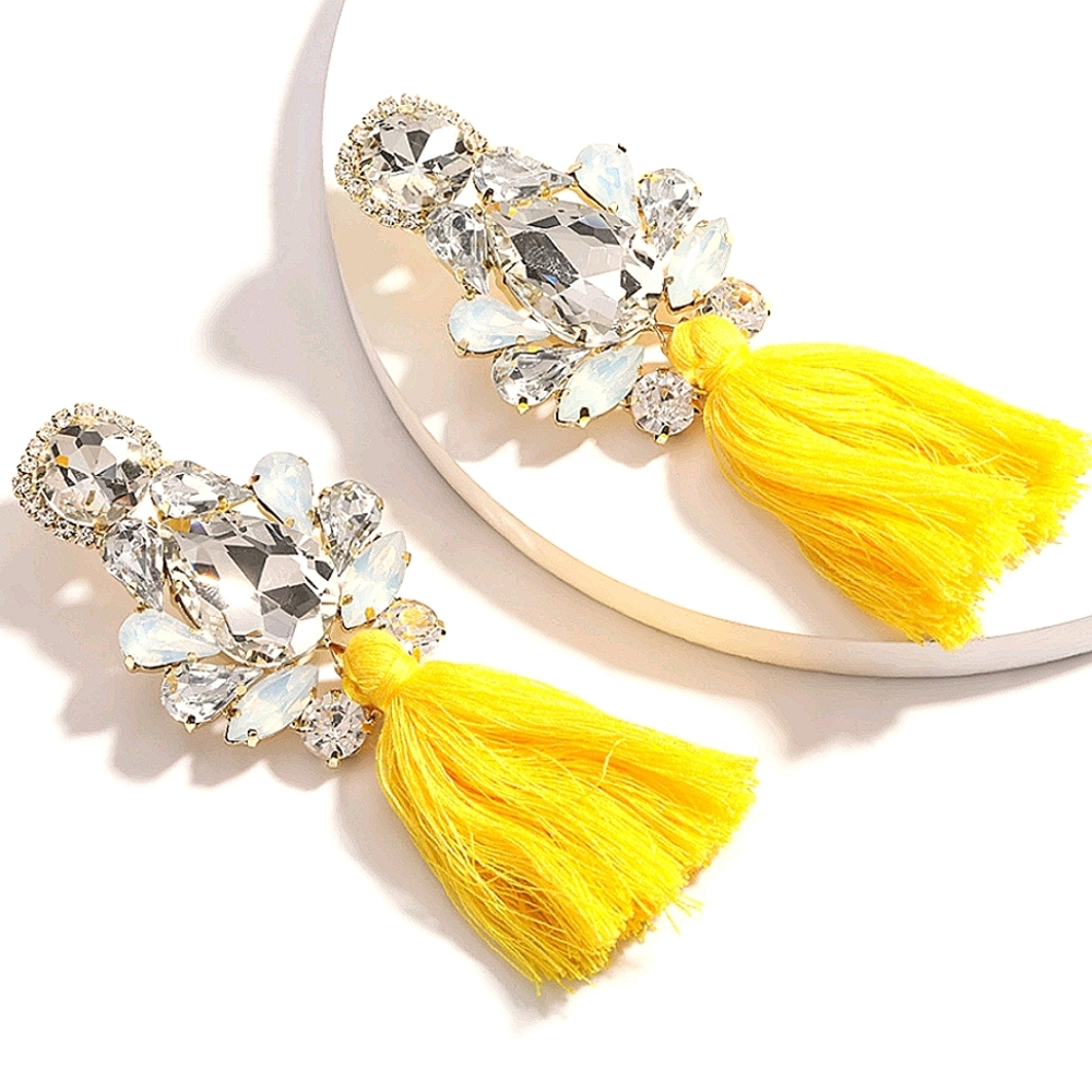 💎3/$30- YELLOW Diamond Tassel Statement Ear